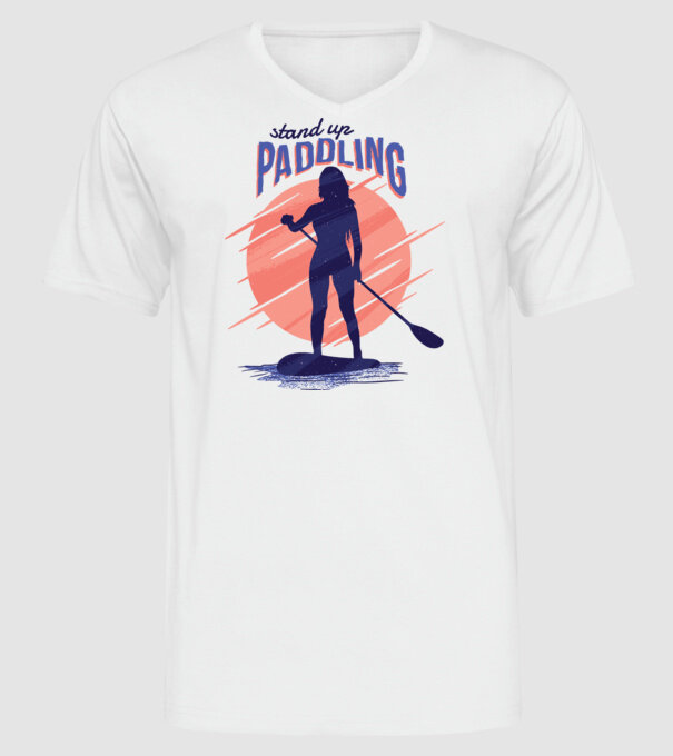 Tricou SUP Stand Up Paddle model alb pe tricou