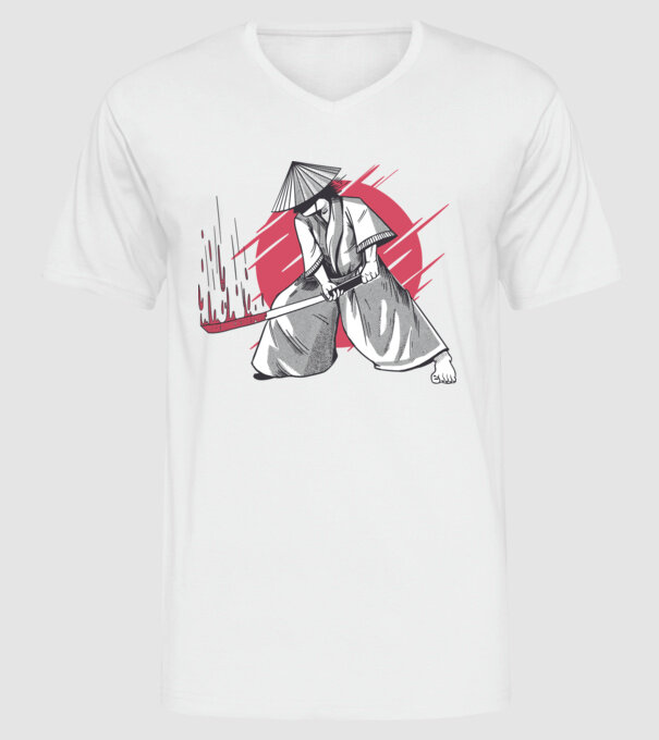Sabie de samurai model alb pe tricou