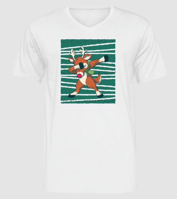 Ren DAB Crăciun model alb pe tricou