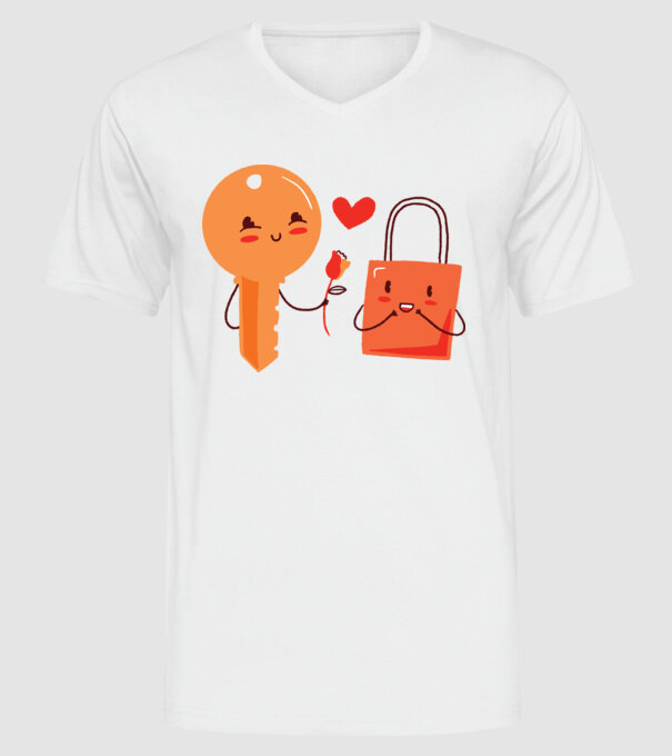 Lacăt Dragoste model alb pe tricou