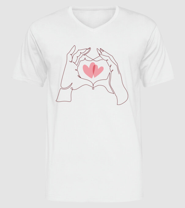 Dragoste Valentine inimă model alb pe tricou