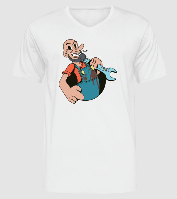Instalator model alb pe tricou