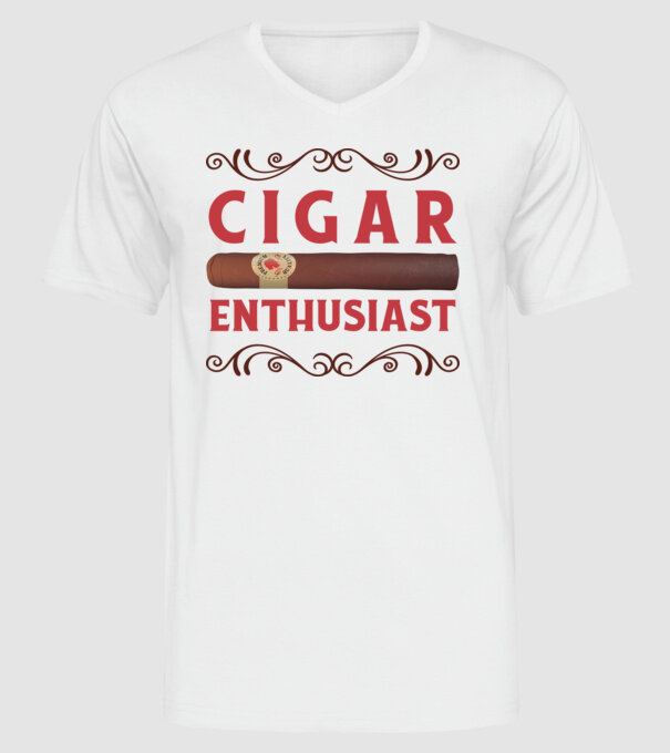 Pasionat de trabucuri model alb pe tricou