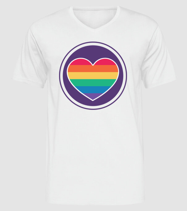 Inimă curcubeu model alb pe tricou