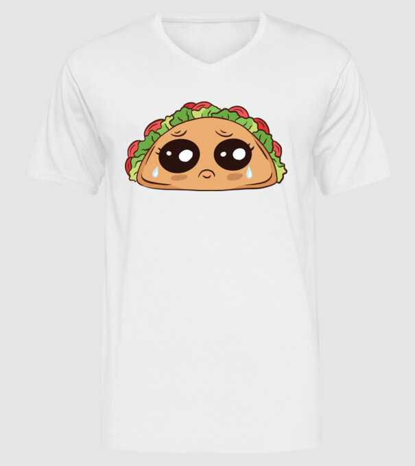 Taco trist model alb pe tricou