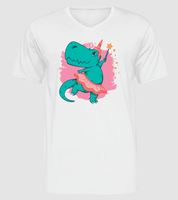T-rex Balerină model alb pe tricou