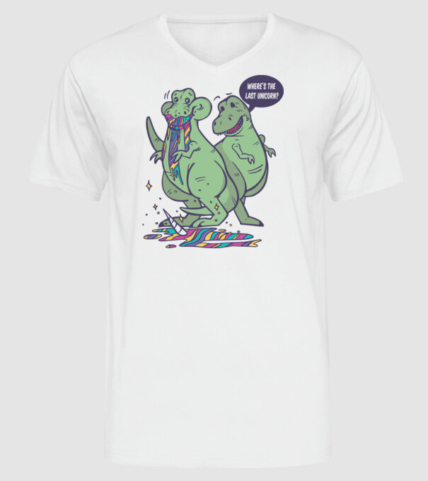 T-rex a mâncat unicornul model alb pe tricou