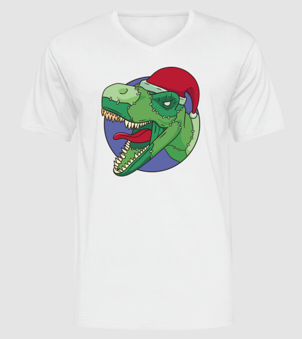 T-rex Santa model alb pe tricou
