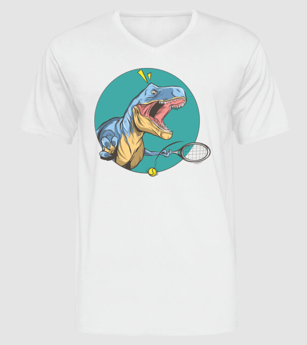 Dinozaur T-rex Tenis model alb pe tricou