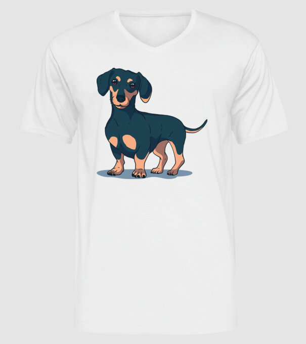 Tricou cu Câine teckel drăguț model alb pe tricou