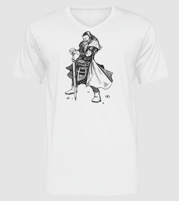 Cavaler Templier model alb pe tricou
