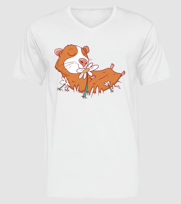 Porcușor de Guineea pe câmp model alb pe tricou