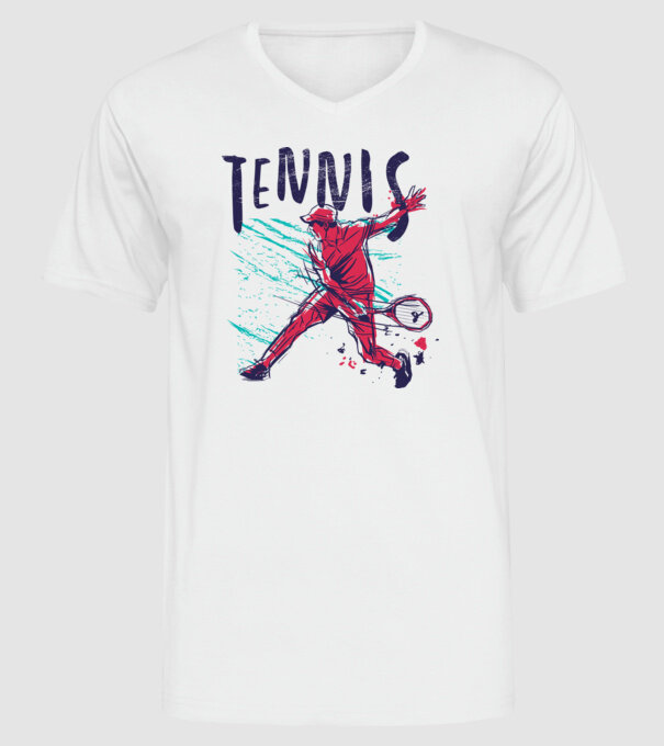 Tennis model alb pe tricou