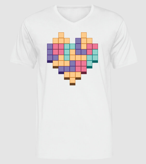 Inimă Tetris model alb pe tricou