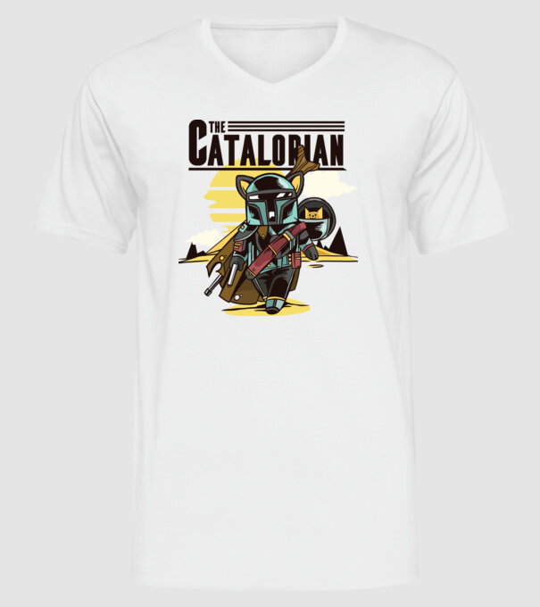 The Catalorian model alb pe tricou