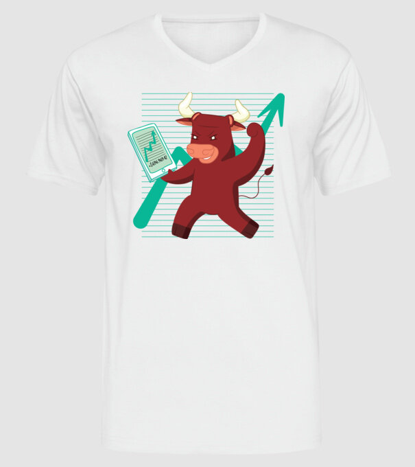 Taur Bursa de valori model alb pe tricou