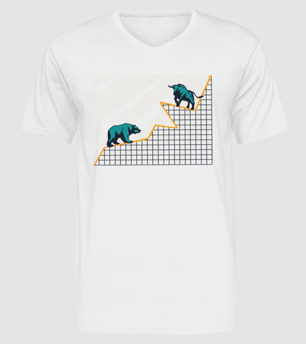 Bursa de Valori Taur vs Urs model alb pe tricou