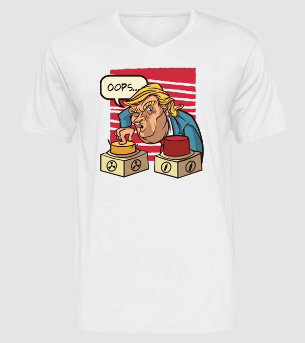 Trump Bombă nucleară model alb pe tricou