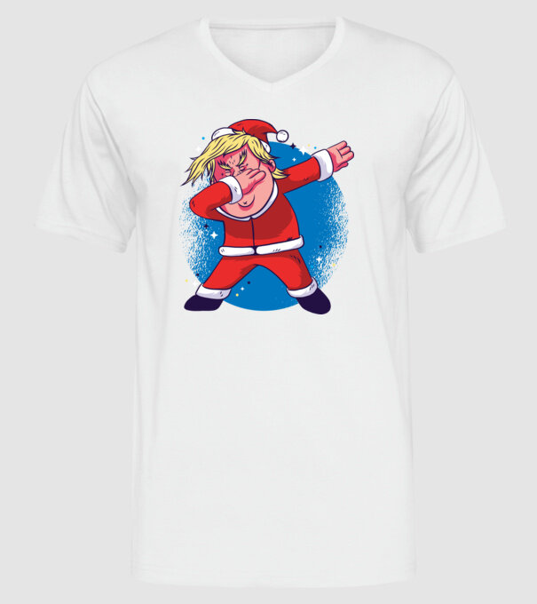 Trump Moș Crăciun dans DAB model alb pe tricou