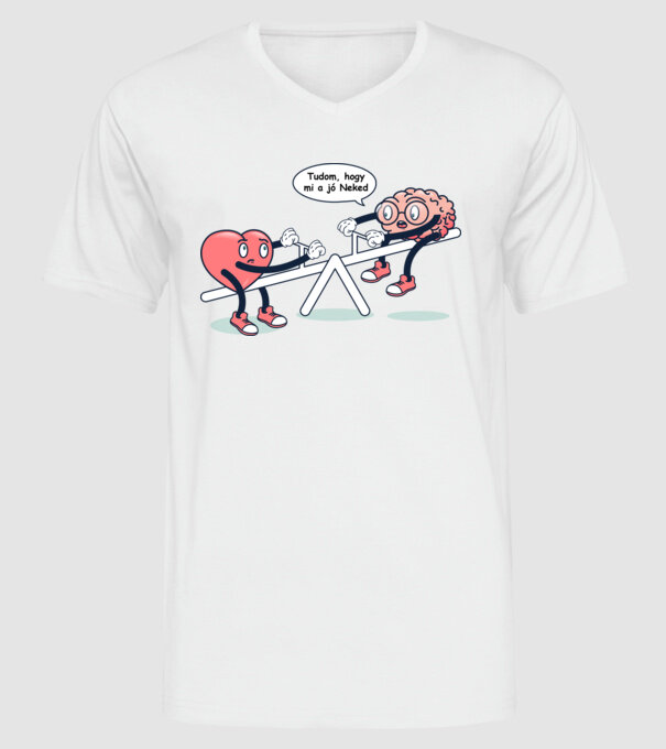 Știu ce este bine pentru tine - Creier vs Inimă model alb pe tricou