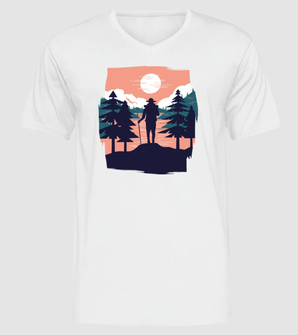 Drumeție model alb pe tricou