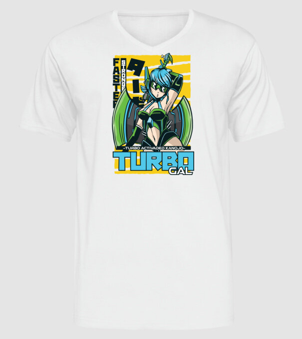 Turbo Gal Anime model alb pe tricou