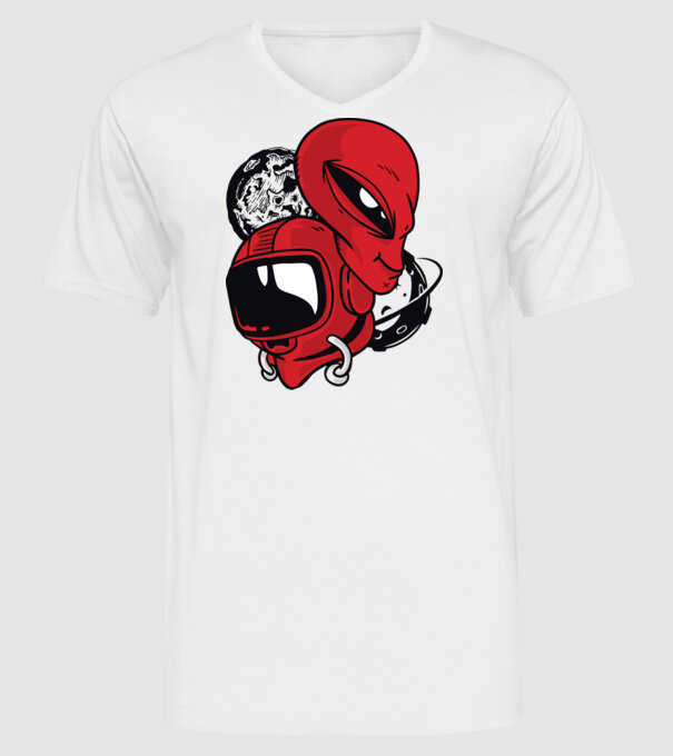 OZN Astronaut model alb pe tricou