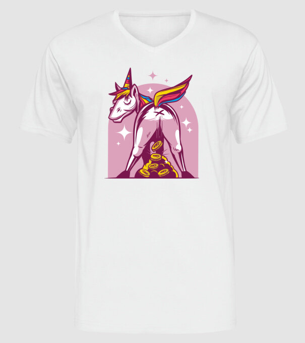 Unicorn Bitcoin model alb pe tricou