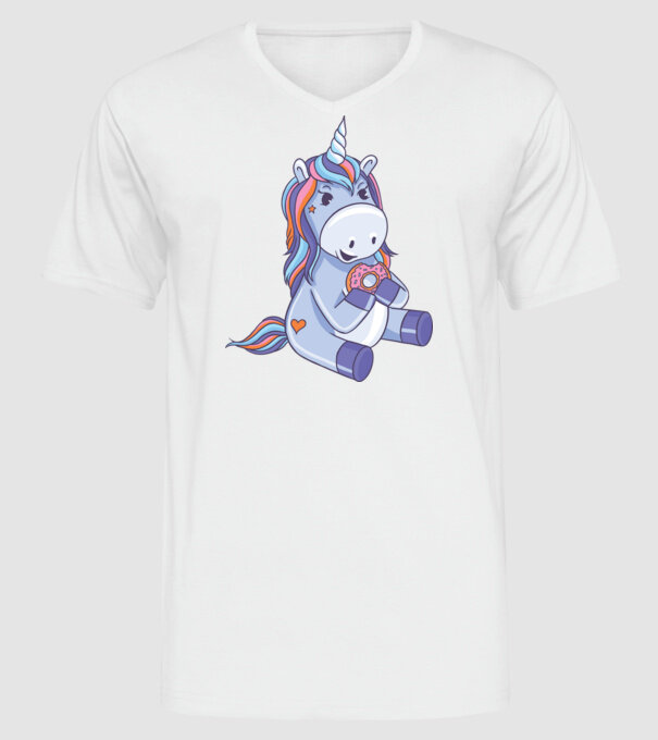 Unicorn cu gogoașă model alb pe tricou