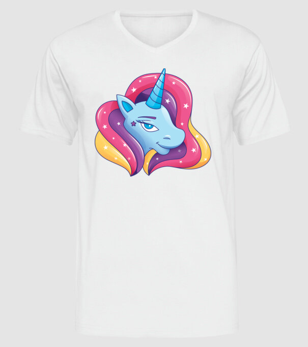 Cap de unicorn model alb pe tricou