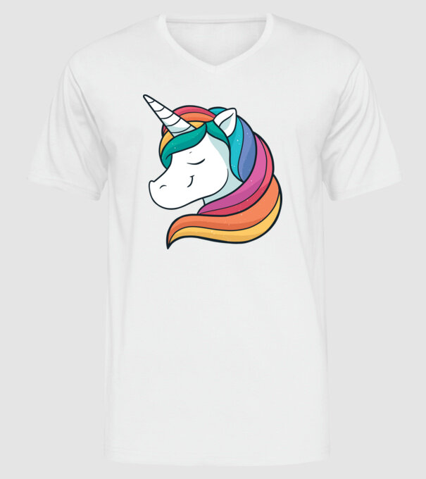 Cap de unicorn model alb pe tricou