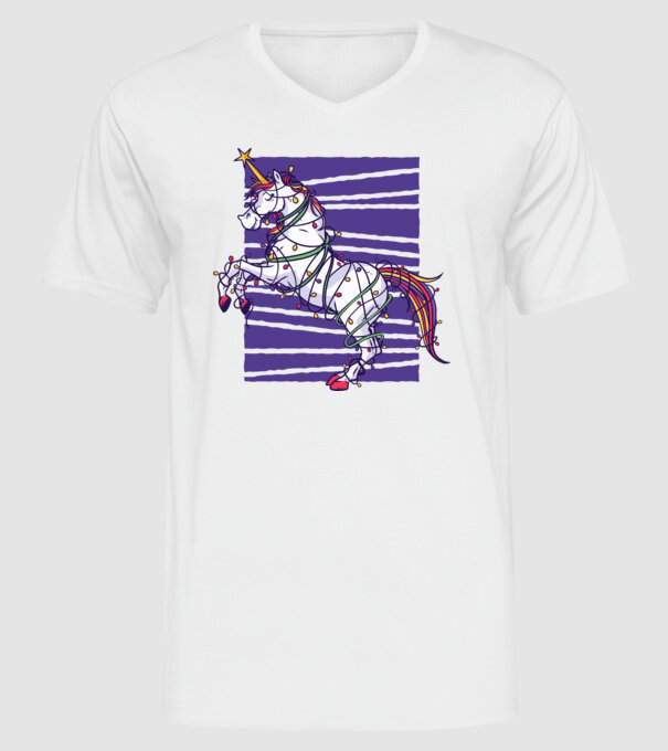 Unicorn pom de Crăciun model alb pe tricou