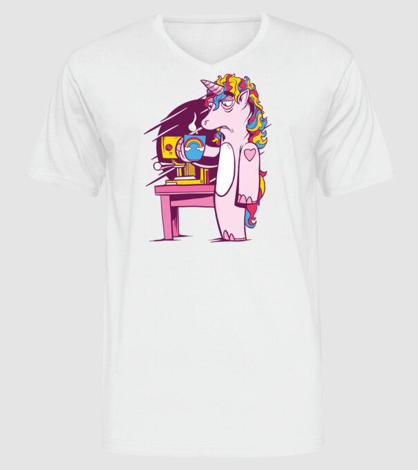 Unicorn Cafea model alb pe tricou