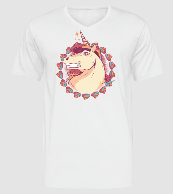Unicorn Mullet model alb pe tricou