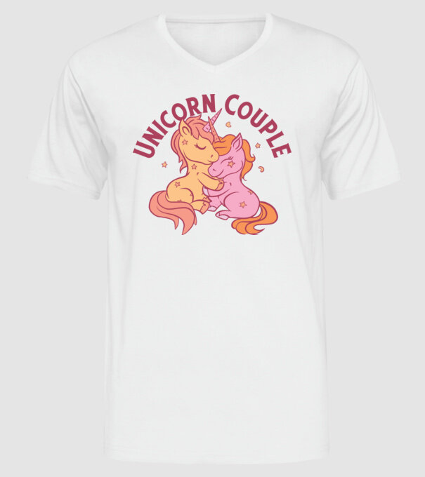 Pereche Unicorn model alb pe tricou