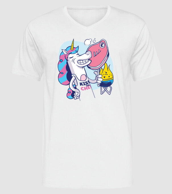 Unicorn Steak BBQ model alb pe tricou