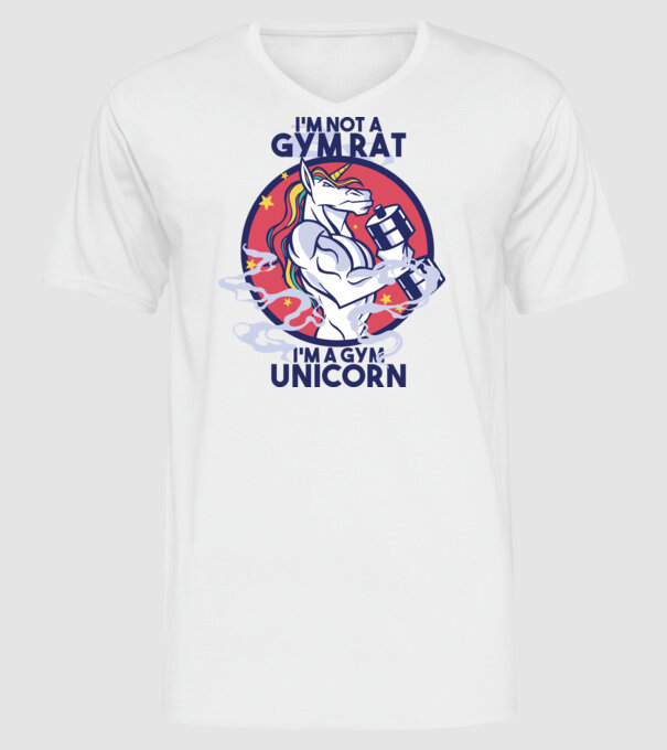 Unicorn antrenament cu haltere model alb pe tricou