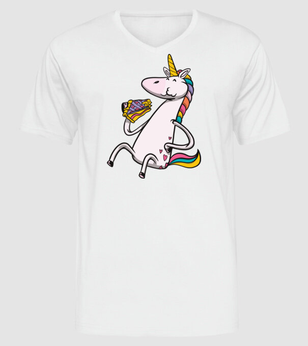 Unicorn cu prăjitură model alb pe tricou