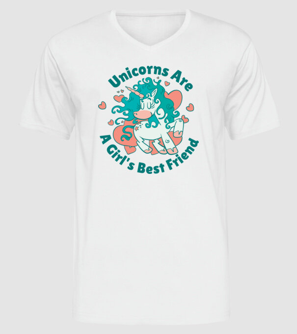 Unicornii sunt cei mai buni prieteni ai fetelor model alb pe tricou