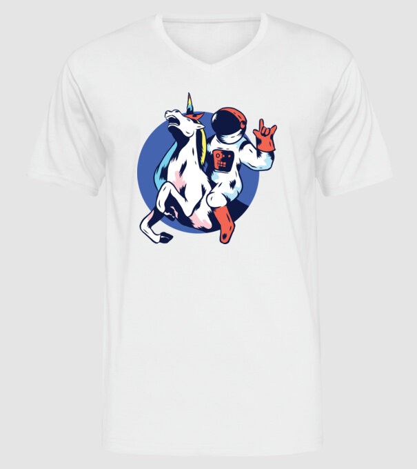 Unicorn Astronaut model alb pe tricou