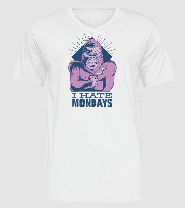 Urăsc zilele de luni model alb pe tricou
