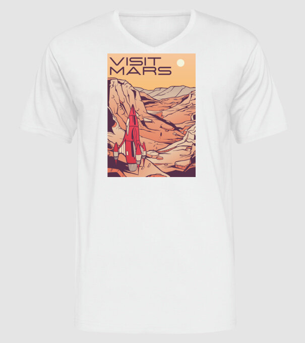 Călătorie pe Marte afiș model alb pe tricou