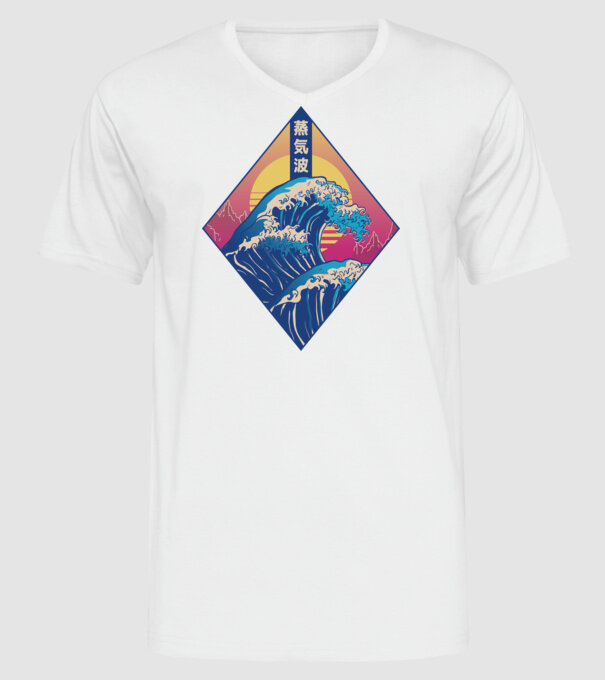 Vaporwave Val model alb pe tricou