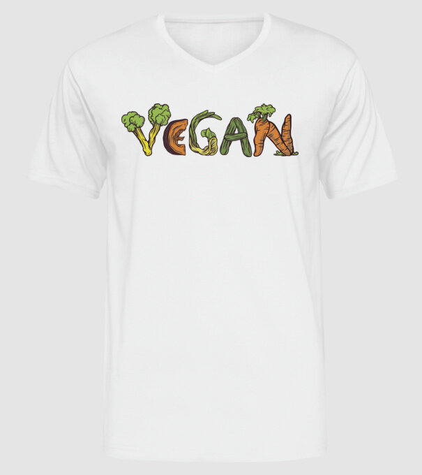 Inscripție legume vegan model alb pe tricou