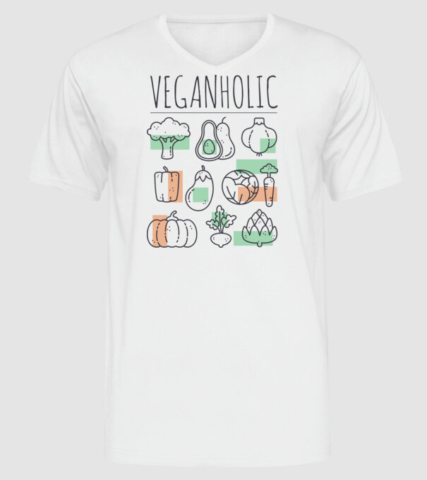 Veganholic model alb pe tricou