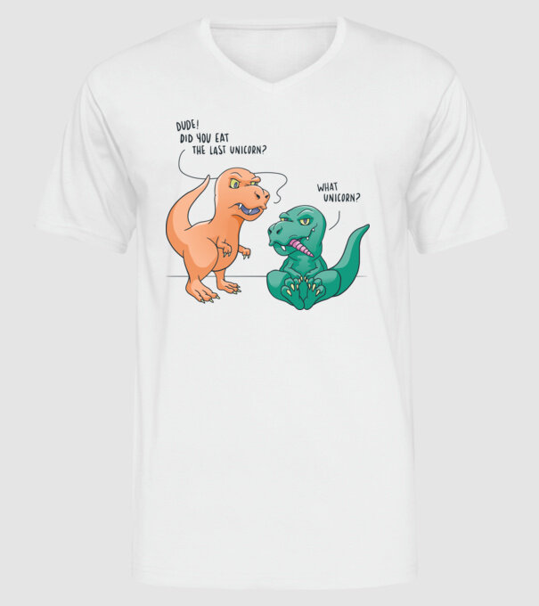Tricou cu Dinozaur amuzant model alb pe tricou