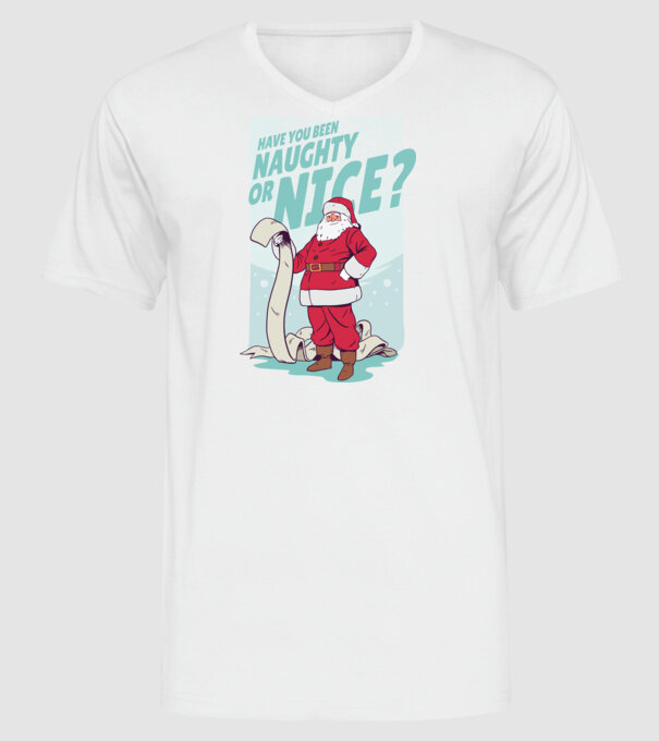 Listă amuzantă Moș Crăciun model alb pe tricou