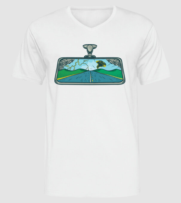 Oglindă retrovizoare model alb pe tricou