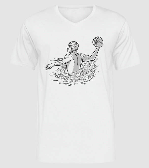 Jucător polo pe apă model alb pe tricou