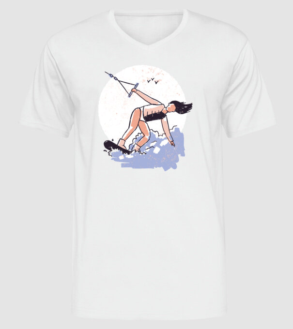 Fată cu Wakeboard model alb pe tricou